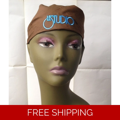 Bandana Brown White & Blue Embroid Front Logo